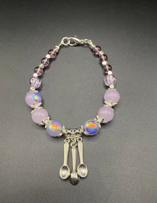 3 Purple Beaded Spoonie Bracelet